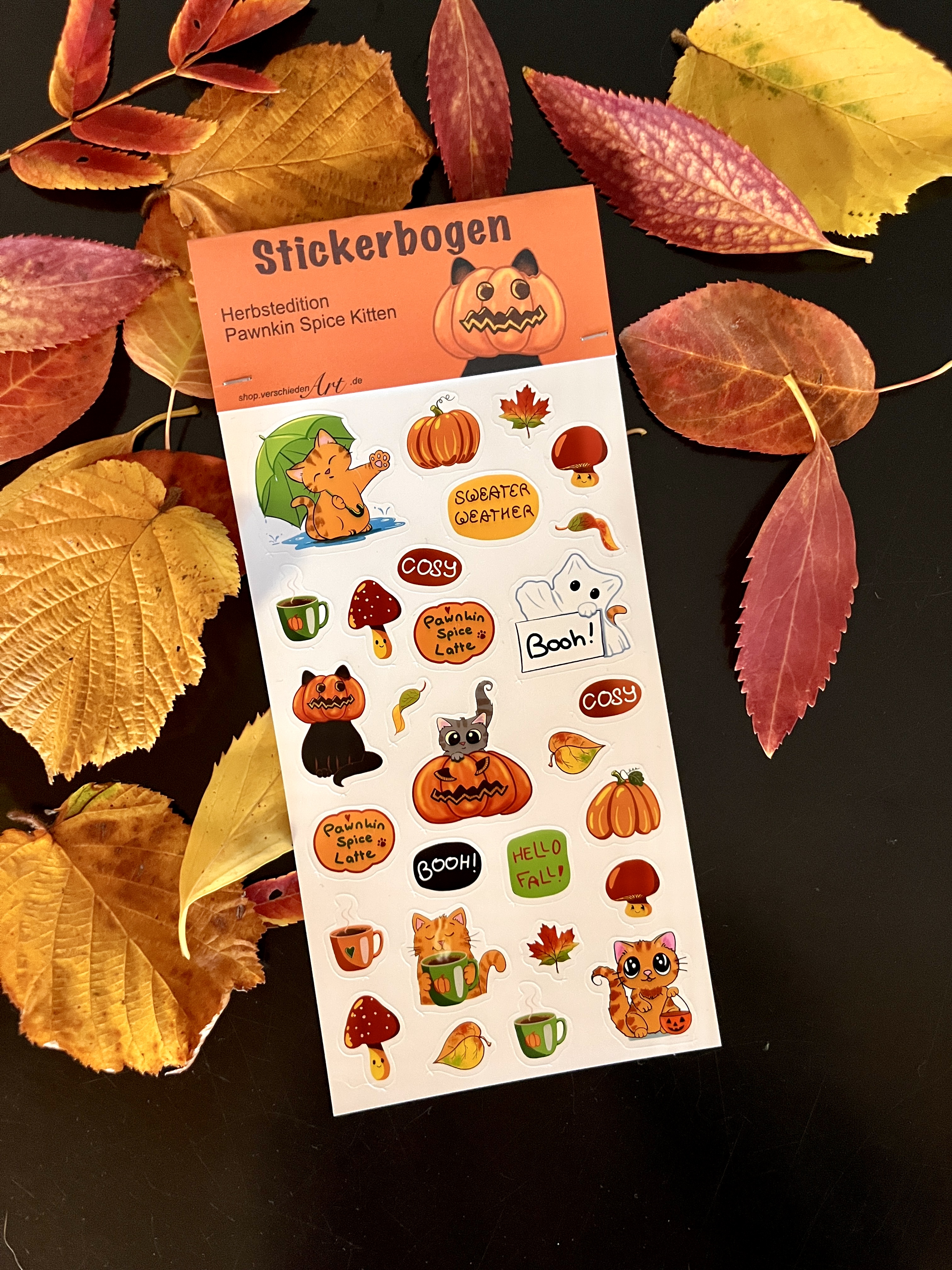 Stickerbogen - Herbstedition: Pawnkin Spice Kitten