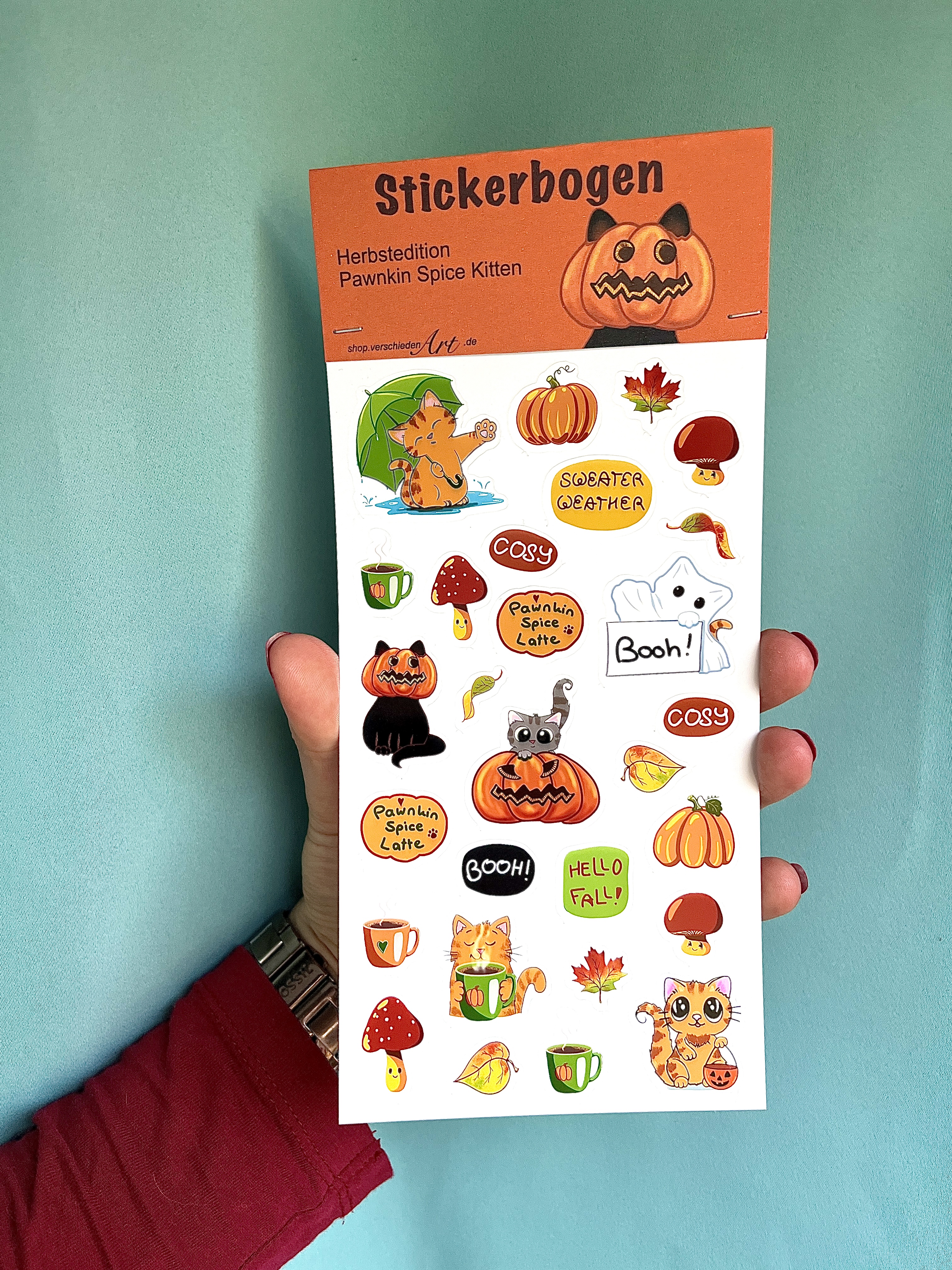 Stickerbogen - Herbstedition: Pawnkin Spice Kitten