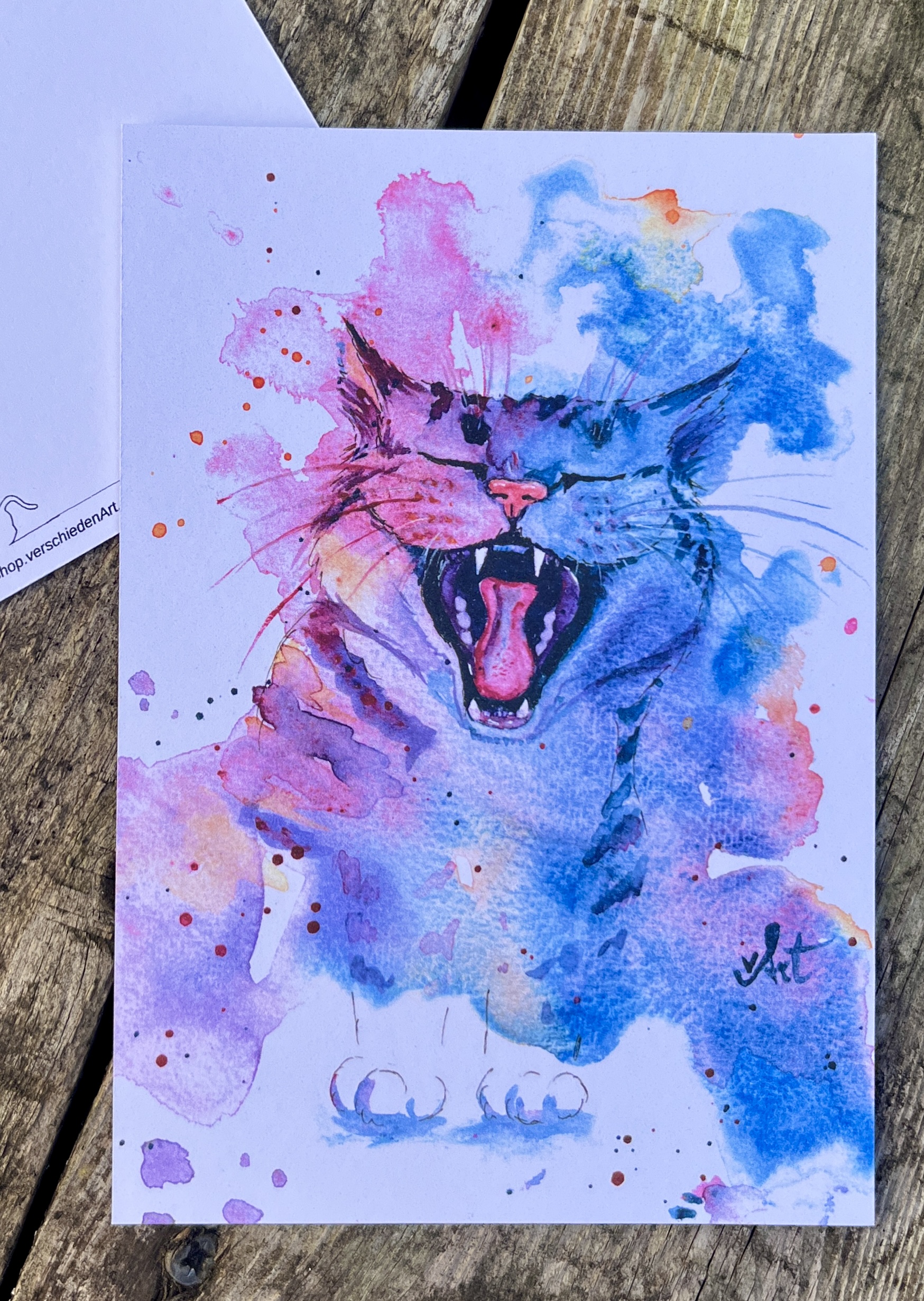 Katze gefährlich müde - Postkarte