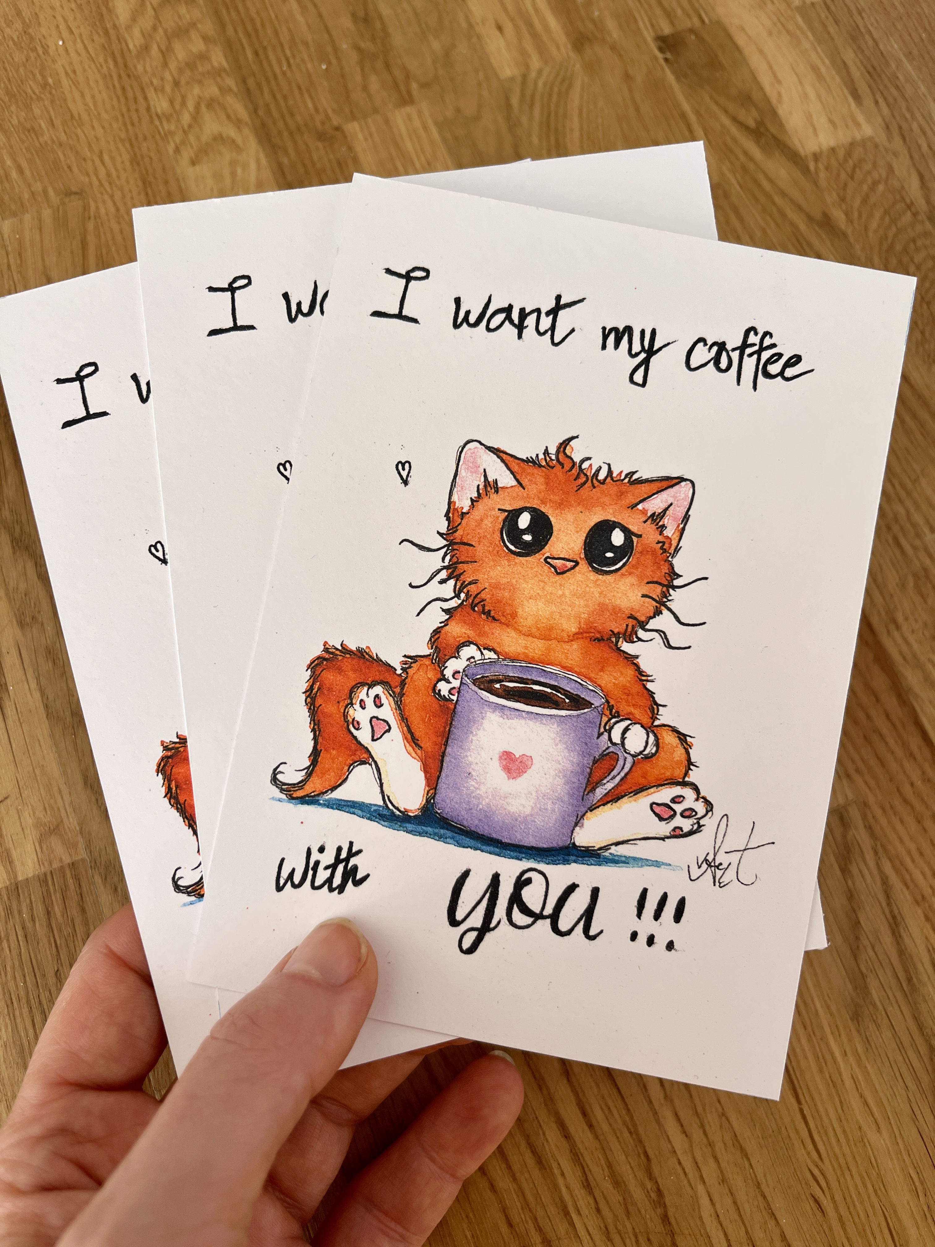 I want my coffee with you Cat - Postkarte