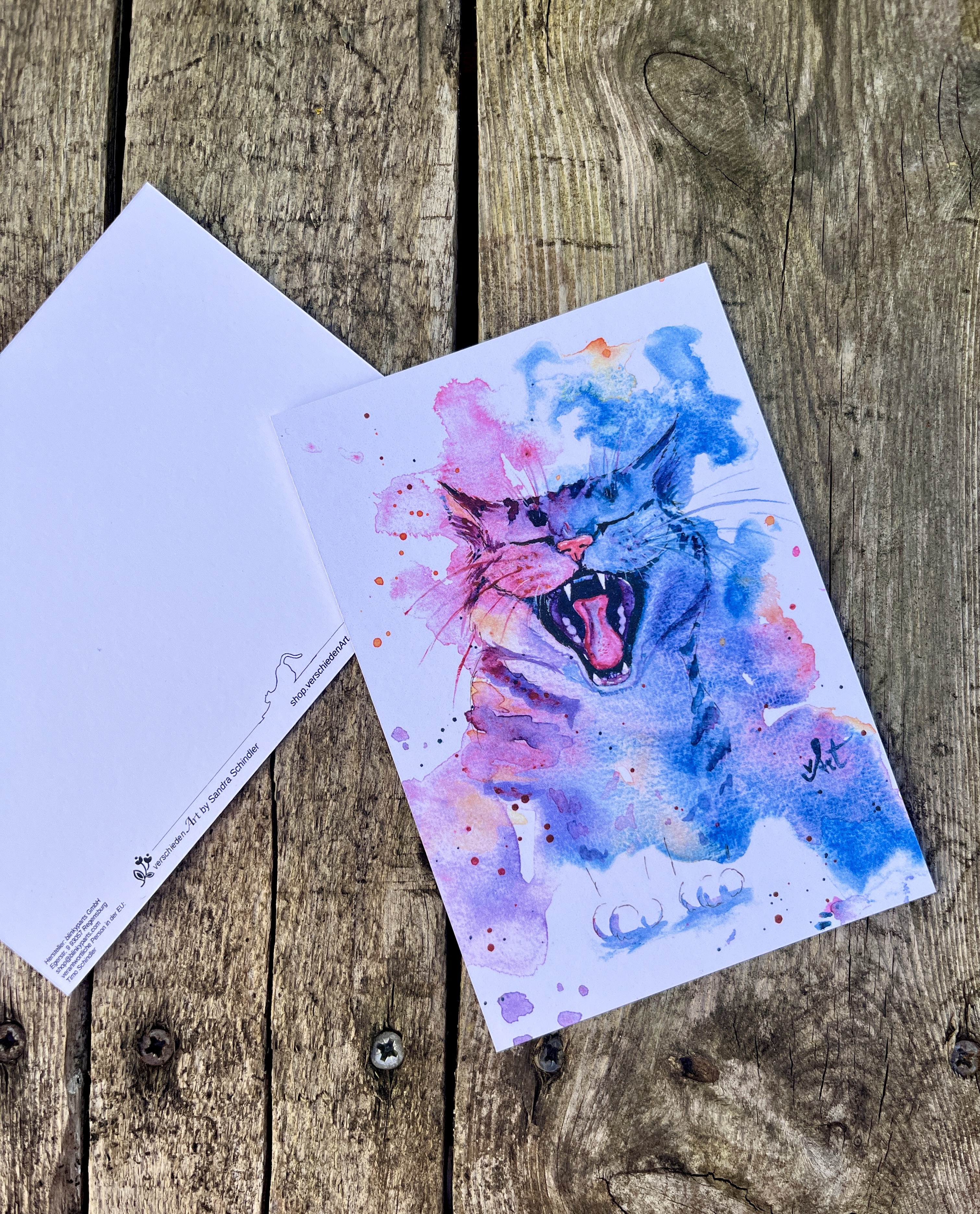 Katze gefährlich müde - Postkarte