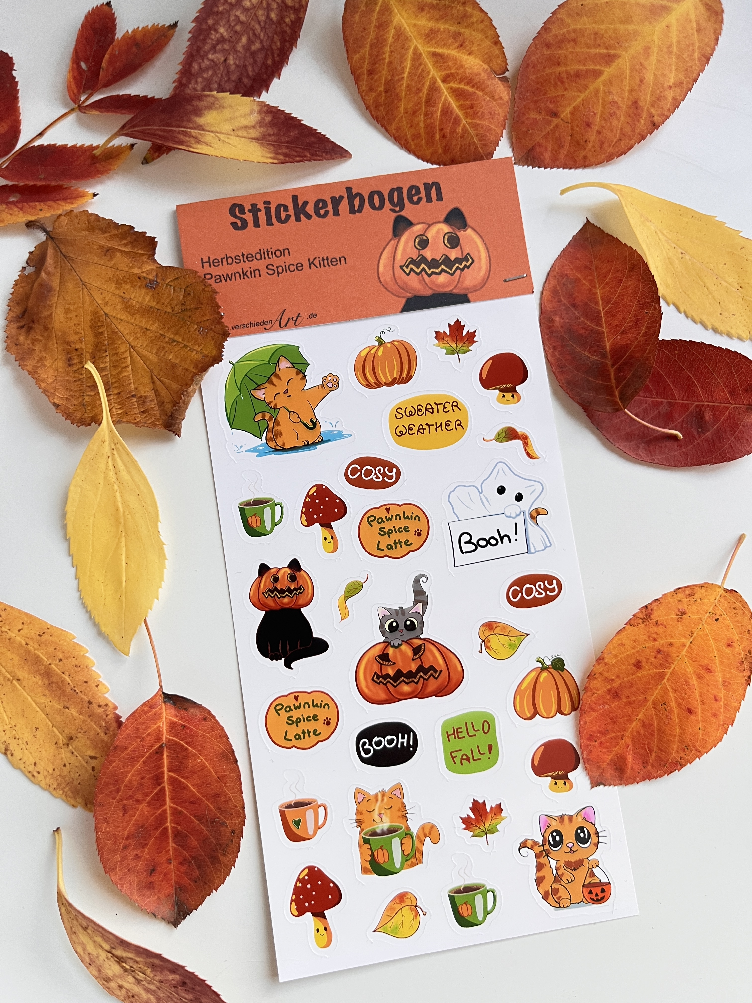 Stickerbogen - Herbstedition: Pawnkin Spice Kitten